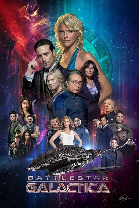 Battlestar Galactica. Battlestar Galactica Cast, Battlestar Galactica 2004, Best Sci Fi Shows, Battlestar Galactica Ship, Jamie Bamber, Old Film Posters, Sci Fi Tv Shows, Phil Heath, Sci Fi Shows