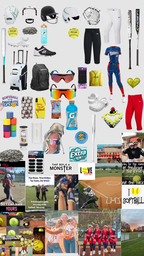 Soft Ball Practice Outfits, Outfits For Softball Practice, Softball Things You Need, Softball Packing List, Soft Ball Outfits, What To Pack In Softball Bag, What’s In My Softball Bag, Preppy Softball Wallpaper, Softball Lockscreen