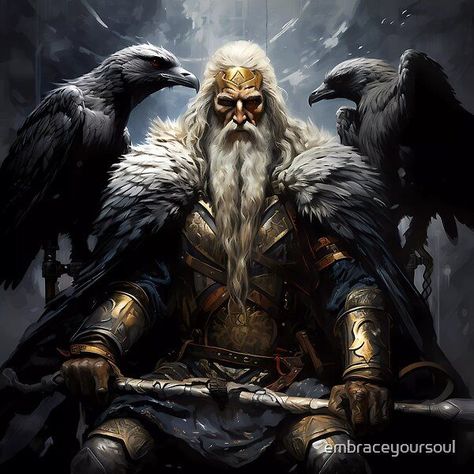 Odin - Redbubble Odin Allfather Art, Odin's Wolves, Odin Art, Iron Druid, Odin Allfather, Medieval Symbols, Odin Norse Mythology, Alien Artwork, Creepy Images