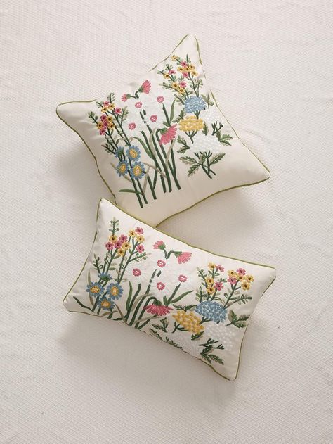 Amazon.com: QWINEE Flower Embroidery Pattern Throw Pillow Covers Pillowcases Cushion Covers for Home Bed Room Farmhouse Couch Sofa Decorations 1pc Multicolor 20"X20" : Home & Kitchen Embroidery Cushion, Embroidered Throw Pillows, Needle Punch, Patterned Throw Pillows, Flower Embroidery, Sofa Decor, Embroidery Hoop, Embroidery Flowers, Colorful Decor