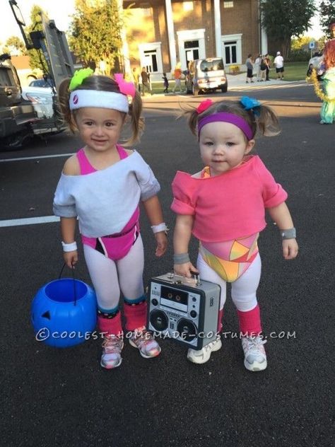 Workout Girls, Sibling Halloween Costumes, Baby Kostüm, 80s Costume, Homemade Costumes, Toddler Halloween Costumes, Toddler Halloween