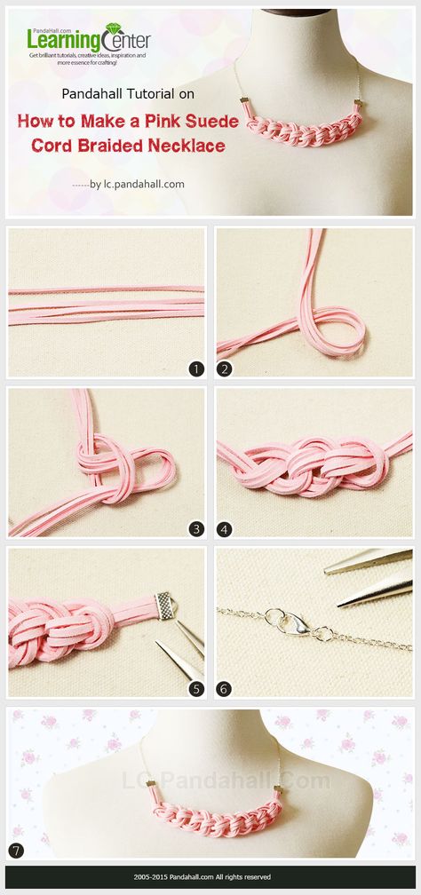 How to-Make-a-Pink-Suede-Cord Braided Necklace Suede Cord Necklace, Braid Jewelry, Knit Jewelry, Rope Jewelry, Diy Jewelry Inspiration, Braided Necklace, Cord Jewelry, Suede Cord, Diy Crafts Jewelry