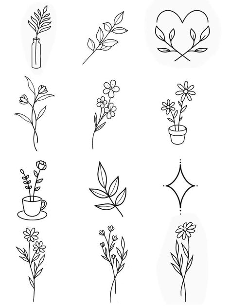 Flash Tattoo Ideas Simple, Girly Flash Tattoo Ideas, Feminine Tattoo Flash, Plant Tattoos For Women, Minimalist Floral Tattoo, Levi Art, Flash Drawing, Plants Drawing, Feminist Tattoo