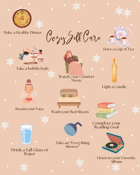 Winter Self Care Aesthetic, January Self Care, Self Care Board, Cottagecore Activities, Self Care Winter, Hygge Activities, Cozy Pics, Cozy Self Care, Christmas Self Care