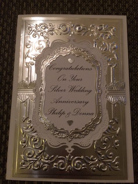 Silver wedding card Silver Wedding Cards, Silver Card, Marriage Cards, Elizabeth Craft, Sanya, Heartfelt Creations, All Paper, Anniversary Card, Silver Gifts