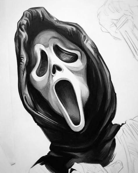 Ghostface Design, Lion Art Tattoo, Basic Art Techniques, Horror Movie Tattoos, Surreal Tattoo, Cool Tattoo Drawings, Jason Vorhees, Horror Drawing, Movie Tattoos