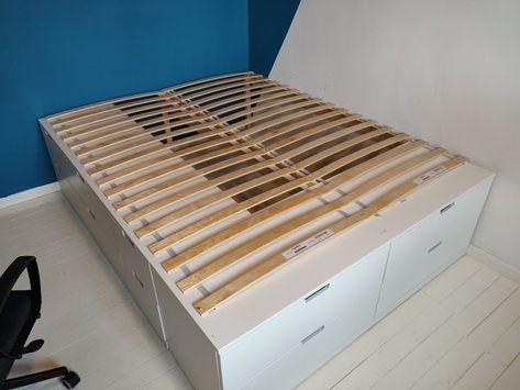 #ikea #ikeahacks Nordli Ikea, Diy Storage Bed, Ikea Drawers, Furniture With Storage, Diy Platform Bed, Multifunctional Furniture Small Spaces, Pallet Furniture Living Room, Ikea Furniture Hacks, Ikea Bed