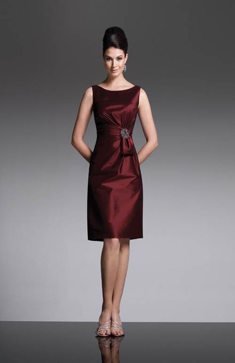 dress Burgundy Cocktail Dress, Bride Gown, Mother Of Groom Dresses, Bride Groom Dress, Satin Short, Mob Dresses, Mothers Dresses, Mon Cheri, Groom Dress