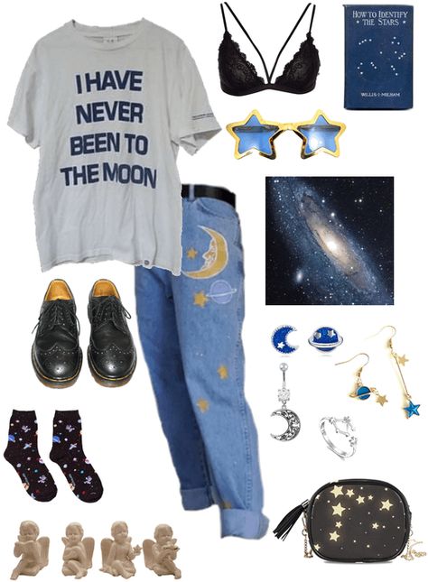 space gay 2 Outfit | ShopLook Crystalcore Outfit, Starcore Outfit Ideas, Astrology Themed Outfits, Outer Space Outfit Aesthetic, Astronomy Clothes Aesthetic, Saturn Aesthetic Outfits, Outer Space Aesthetic Outfit, Space Related Outfits, Space Witch Aesthetic Outfit