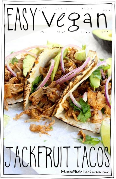 Vegan Jackfruit, Jackfruit Tacos, Jackfruit Recipes, Vegan Recipes Videos, Vegan Dinner Recipes, Vegan Eating, Vegan Dishes, So Delicious, Vegan Dinners