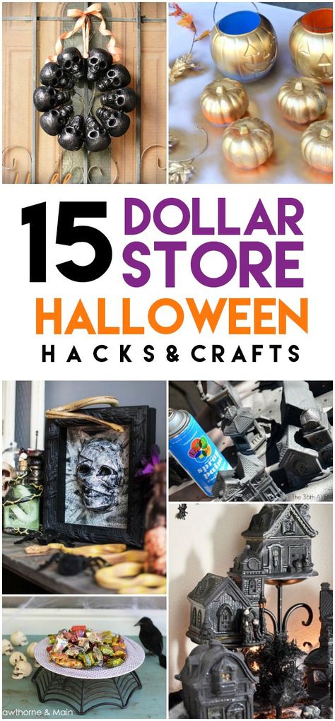 Halloween Dollar Store Hacks!  Check out these CHEAP and EASY Halloween craft and decoration ideas with supplies from the Dollar Store! Easy Halloween Craft, Dollar Store Halloween Decorations, Halloween Decor Diy, Dollar Tree Halloween, Dollar Store Halloween, Creepy Halloween Decorations, Diy Halloween Decor, Store Hacks, Dollar Store Hacks