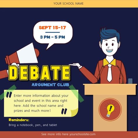 Customize 7,810+ School Poster Templates | PosterMyWall Debate Club Poster, Debate Competition Poster, Competition Poster Design, Competition Poster, Debate Competition, Debate Club, Contest Poster, Colorful Borders Design, Invert Colors