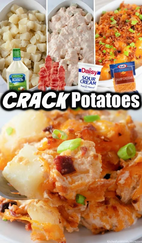 Food For Reunion, Ranch Potatoes Casserole, Cracked Potatoes Recipe, Recipes With Potatoes And Onions, Hot Potatoes Recipes, Cheesy Ranch Potatoes Bake, Ranch Cheesy Potatoes, Tailgate Potatoes, Bacon And Potato Recipes