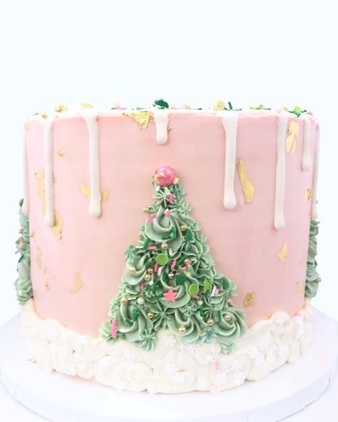 Christmas Cake Birthday, Pink And Green Christmas, Christmas Birthday Cake, Winter Cakes, Christmas Themed Cake, Christmas Colours, Red And Green Christmas, Xmas Cake, Winter Cake