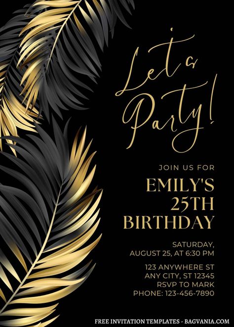 FREE EDITABLE – 10+ Nature Inspired Canva Party Invitation Templates | FREE Printable Birthday Invitation Templates - Bagvania Gatsby Birthday Invitation, Gatsby Party Invitations, Great Gatsby Invitation, Free Printable Invitations Templates, 50th Birthday Party Invitations, Gorgeous Birthday, Free Printable Birthday Invitations, Free Printable Invitations, 50th Birthday Invitations