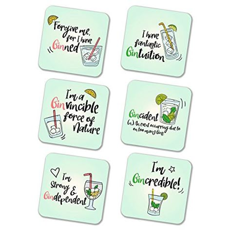 Gin Puns Funny, Gin Puns, Gin Quotes, Mothers Day Gift Ideas, Gin Gifts, Coaster Gift Set, Printed Coasters, Cartoon Funny, Coaster Design