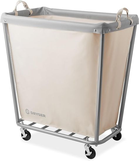 Amazon.com: Dryser Large Commercial Heavy-Duty Rolling Laundry Hamper, Steel Frame Cart on Wheels with Removable Canvas Bin for Hotel or Home - White : Home & Kitchen Laundry Cart On Wheels, Hamper On Wheels, Laundry Items, Cart On Wheels, Laundry Cart, Commercial Laundry, Basket Liners, Swivel Casters, Laundry Storage