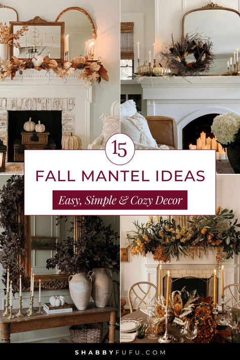 Looking to refresh your mantel this fall? Check out these 15 easy and cozy fall mantel ideas that will transform your space with seasonal charm. From simple DIY touches to stylish decor, there’s something for everyone! 🍂✨ #FallDecor #MantelInspo #CozyHome Over The Mantel Wall Decor, Traditional Fall Mantle Decor, Art On Mantle, Elegant Fall Mantle, Simple Fall Mantle Decor, Simple Fall Mantle, Mantle Decor With Mirror, Thanksgiving Mantle Decor, Mantel Wall Decor