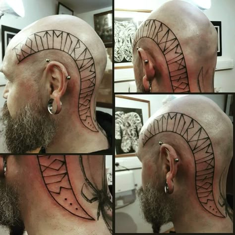 Viking Head Tattoo Design, Viking Head Tattoos For Men, Viking Paganism, Viking Head Tattoo, Viking Tattoos For Men, Floki Vikings, Scalp Tattoo, Viking Head, Vikings Tattoo