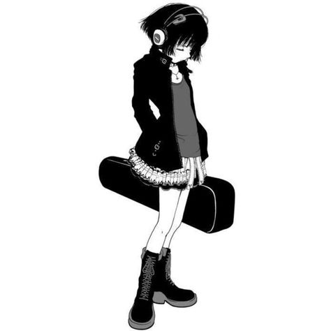 Emo Girl, Emo Outfits, Emo Goth, Emo Girls, Popular Anime, Girls Illustration, Listening To Music, My Favorite, Shoe Bag