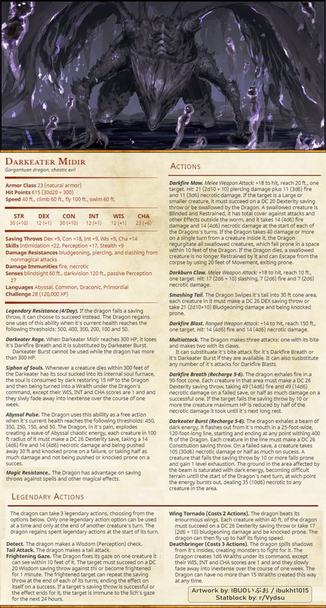 For those DMs that are tired of their tier 4 party steamrolling everything, here's my favorite Boss Fight ever turned into DND: DnDHomebrew Dnd Homebrew Bosses, Evil Celestial Dnd, Dark Souls Dnd 5e, Bbeg Dnd, Shadowfell Dnd, Dark Souls Dnd, Dnd Bosses, Dnd Stat Blocks, Dnd Enemies