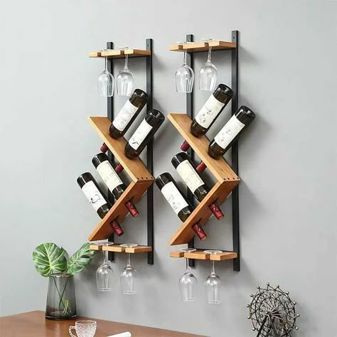 Modern Wall Wine Rack, Wall Wine Rack, Wine Rack Design, Wood Wine Rack, Drawing Room Decor, Bar In Casa, Wooden Wine Rack, Diy Backsplash, Wood Wine Racks