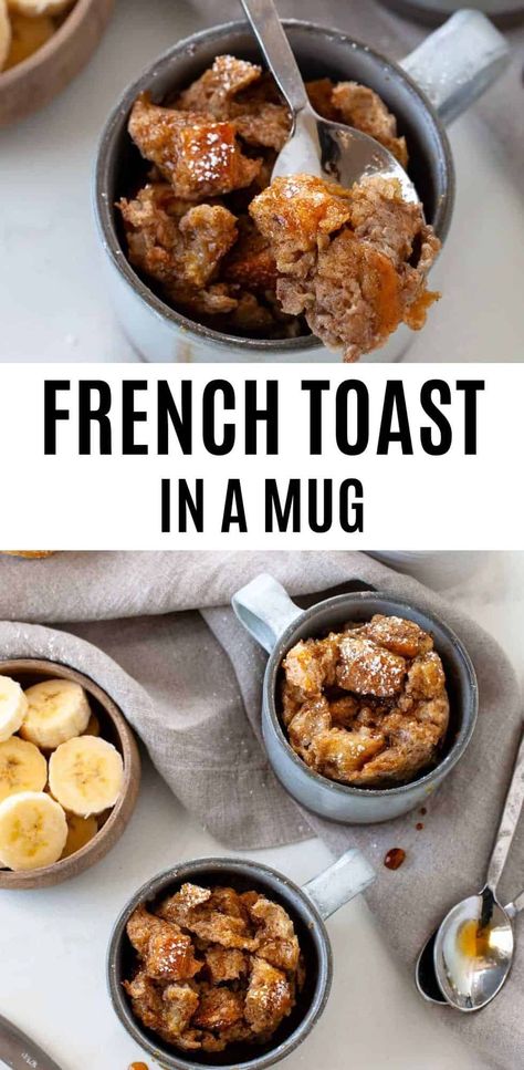 Breakfast In A Mug Microwave, French Toast Bowl, French Toast In A Mug, Vegan Breakfast Recipes Healthy, Vegan Breakfast Recipes Easy, Vegan Brunch Recipes, Easy French Toast, Breakfast Recipes Easy Quick, Banana Toast