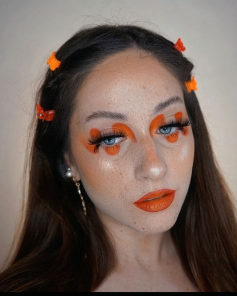 Orange makeup; avantgarde makeup ; red makeup; aesthetic makeup ; Avantgarde Makeup, Mango Daiquiri, Orange Mushroom, Orange Makeup, Retro Future, Drag Makeup, Rainbow Makeup, Red Makeup, Makeup Aesthetic