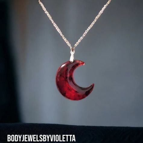 Gothic Red Moon Necklace Red Moon Necklace Red Moon Vampire - Etsy Red Moon Necklace, Cresent Moon Necklace, Vampire Necklace, Ball Aesthetic, Red Moon, Blood Moon, Moon Jewelry, Moon Pendant, Moon Necklace