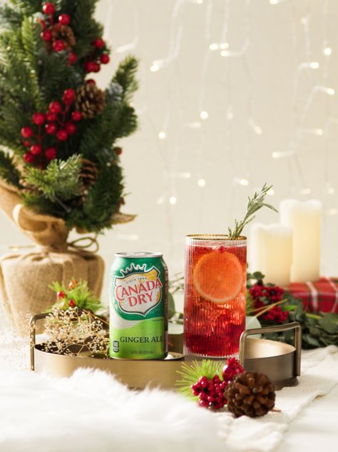 Rudolph's Night In Drink, Rudolph’s Night In Cocktail, Canada Dry Cocktails, Rudolph Drink, Gingerale Cocktail, Beach Beverages, Event Drinks, Ginger Ale Drinks, Thanksgiving 2022