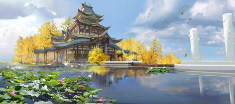 Dnd Cities, Ancient China, Environment Concept Art, Fantasy Landscape, Concept Art, China, Japan, Quick Saves, Art