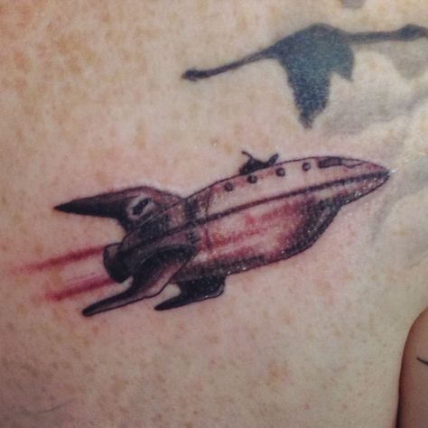 Planet express ship Futurama Futurama Couple Tattoo, Nibbler Futurama Tattoo, Futurama Flash Tattoo, Futurama Ship Tattoo, Futurama Tattoo, Frender Futurama, Ship Tattoo, Body Is A Temple, Color Me Beautiful