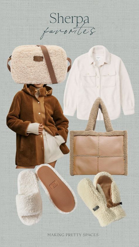 Sherpa favorites, Ugg, crossbody purse, tote bag, button down, shacket, Abercrombie, mittens, llbean, cold weather gear, slippers, slides, neutral, fall fashion, fall style Follow my shop @makingprettyspaces on the @shop.LTK app to shop this post and get my exclusive app-only content! #liketkit #LTKstyletip #LTKSeasonal #LTKfindsunder100 @shop.ltk https://liketk.it/4iY58 Cold Weather Gear, Stylish Jeans, Chic Top, Effortless Chic, Cold Weather, Belt Bag, Purses Crossbody, Classic Style, Slippers