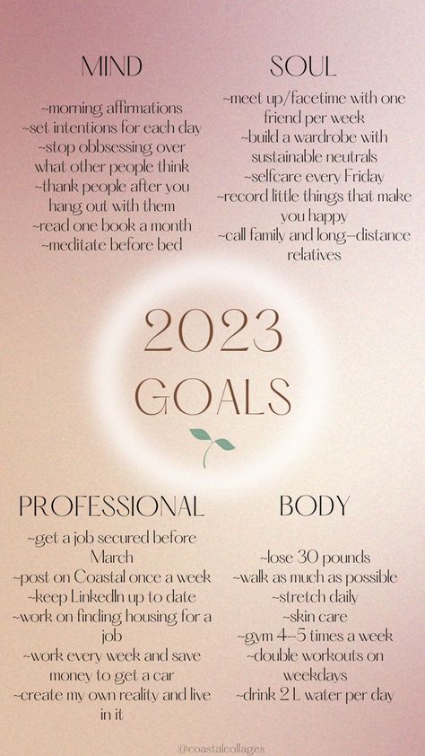 this pin lists manifestations in the categories of mind, soul, professional, and body Spiritual Goals Aesthetic, Spiritual Goals List, Goals To Set For 2024, Things To Do For Your Mind Body And Soul, Spiritual Goals For 2023, Spiritual Goals For 2024, 6 Word Stories, Life Goals List, Goal List