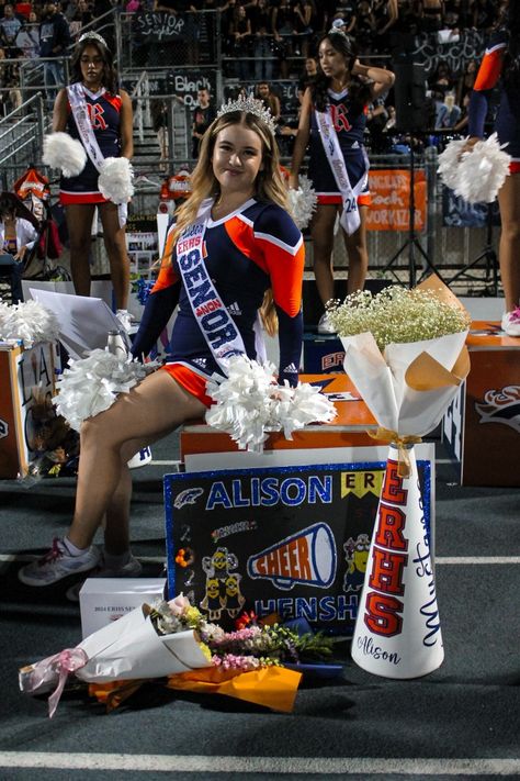 Senior Night Ideas Cheerleading, Cheer Box Ideas, Senior Year Cheer, Cheer Box Ideas High School, Senior Night Cheer, Cheer Senior Night, Cheer Box, Senior Night Posters, Varsity Cheer