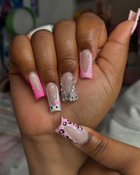 hello kitty birthday set 🩷 - - - if you’re seeing this dm @nails.bydaya_ to book an appt 🤍 - - - - - - - - - - - - #mediumnails #pinknails #hellokittynails #glitternails #pinkaesthetic #animalprintnails #frenchtips #blingnails #blingfrenchies #summernails #fyp #gelxnails #gelxnailtech #bptnailtech #ctnailtech #ctnails #bptnails #bridgeportnails #bridgeportct #bridgeportnailtech #bridgeportctnailtech #bridgeportctnails #beginner #notaprofessional #justforfun #nailart #naildesigns #nailinspo ... Helooo Kitty Nails, Kitty Nails, Hello Kitty Nails, Animal Print Nails, Hello Kitty Birthday, Cat Nails, Bling Nails, Nail Tech, Pink Aesthetic