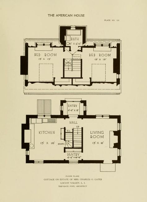 Vintage House Plans Cottages, Old House Floor Plans, Suburban Houses, Vintage Floor Plans, Different House Styles, Small Floor Plans, Vintage House Plans, Suburban House, American Houses