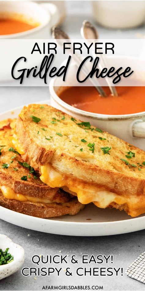 Air Fried Grilled Cheese, Cheesy Grilled Cheese, Grilled Cheese Hot Dog, Air Fryer Grilled Cheese, Awesome Sandwiches, Easy Grilled Cheese, Grill Cheese, Grilled Cheese Recipe, Making Grilled Cheese