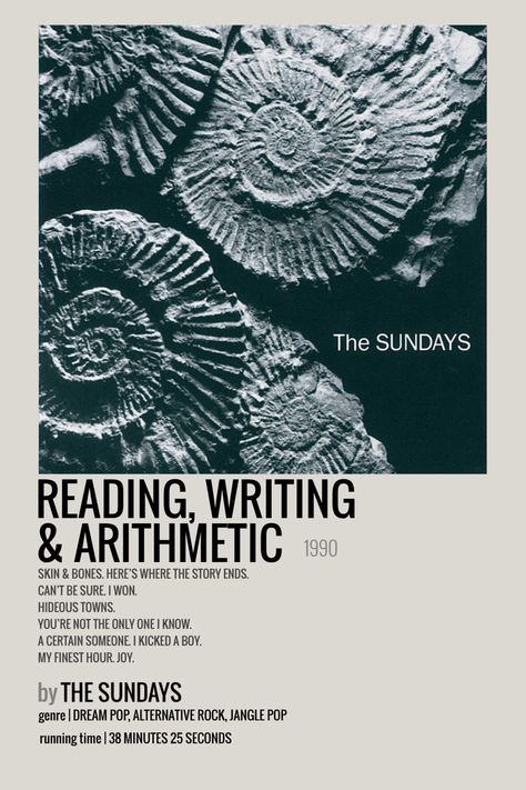 Reading Writing And Arithmetic, The Sundays Poster, Rock Band Posters, Dream Pop, Music Wall, Alternative Rock, Band Posters, I Win, Free Prints