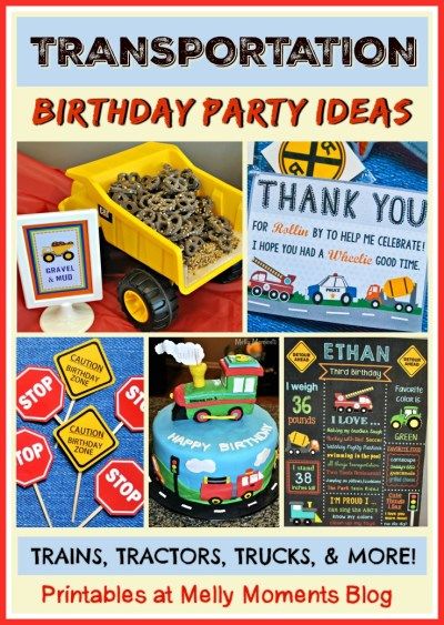 Kids Transportation Themed Birthday Party - Trains, Trucks, Cars, Airplanes, Tractors and more- perfect DIY decorations and printables at Melly Moments Blog! Birthday Party Boys, Transportation Birthday Party, Cars Birthday Party, Transportation Party, Transportation For Kids, Transportation Birthday, 2nd Birthday Boys, Car Birthday Theme, Second Birthday Ideas