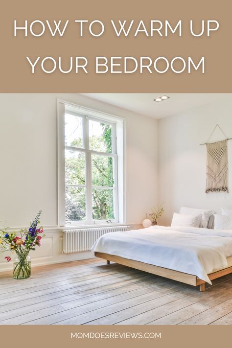 How To Warm Up Your Bedroom - Mom Does Reviews Silk Comforter, Warm Bedroom, Down Comforters, White Room, Warming Up, Through The Window, Cozy Space, Carpet Flooring, The Energy