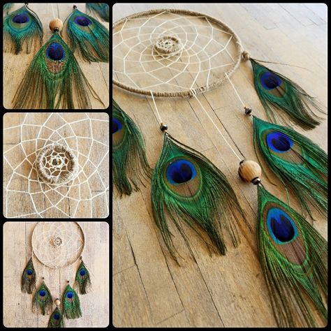 Peacock Dreamcatcher, Aesthetic Diys, Simple Furniture Design, Triple Charm, Chicken Starter, Wool Crafts Diy, Chicken Starter Recipes, Dream Catcher Ideas, Magical Crafts