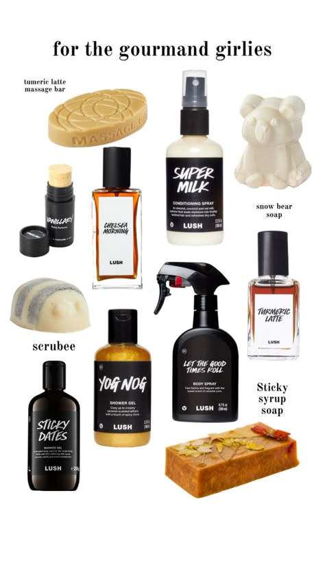 Lush Must Haves, Lush Perfume Aesthetic, Lush Cosmetics Aesthetic, Gourmand Body Care, Gourmand Aesthetic, Best Gourmand Perfume, Chocolate Perfume For Women, Lush Products Aesthetic, You Smell So Good