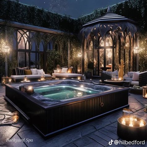 Modern Gothic House, Gothic Modern House, Goth Interior Design, Dark Homes, Brick Wall Gardens, Guest Room Ideas, Gothic Decor Bedroom, Indoor Spa, Black Houses