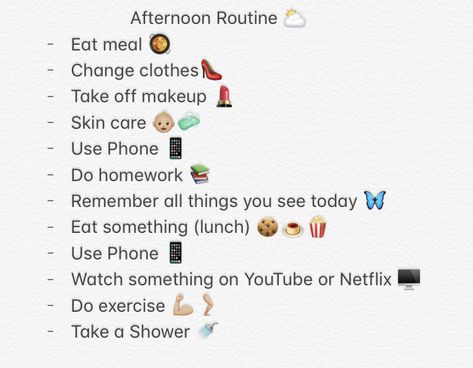 Afternoon Routine Ideas, Afro Hair Care Routine, Afternoon Routine, Good Apps For Iphone, School Night Routine, Daily Routine Habits, Nice Thoughts, School Routine For Teens, Afternoon Slump