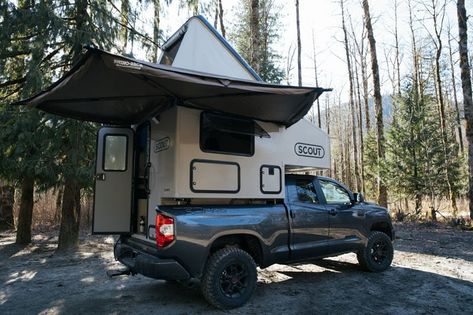 Scout Olympic 6.5 Camper Launched by Adventurer Manufacturing Lightweight Truck Campers, Tow Behind Camper, Short Bed Truck Camper, Scout Truck, Camper Jacks, Slide In Truck Campers, Pickup Camper, Slide In Camper, Camper Shells