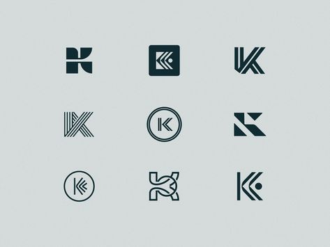 K Logo Marks by Brennan Burling K Logo Design Ideas, Letter K Logo Design, K Logo Design, Letter Mark Logo, Law Firm Branding, Letter K Design, Gallery Logo, Logomark Design, K Logo