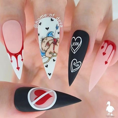 Vday Nails, Easter Nail Designs, Valentine Nail Art, Anti Valentines Day, Nail Designs Valentines, Creative Nail Designs, Get Nails, Cute Nail Designs, Funky Nails