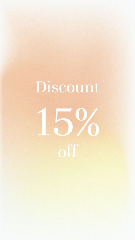 Psd discount 15% off sale banner gradient blur template | free image by rawpixel.com / nunny 15 Off Sale Graphic, 15% Discount Poster, 15 Off Sale Poster, Clothing Sale Poster, Soft Overlay, Stage School, Small Business Quotes, Tuesday Quotes, 15% Off Sale