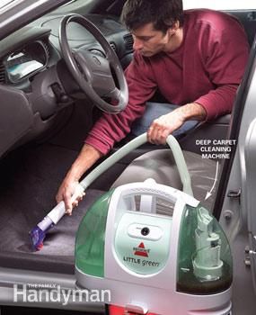 Use a carpet cleaning machine to get the deep dirt that settles into the fibers of the carpet. Carpet Cleaning Machines, Carpet Cleaning Hacks, Car Carpet, Clean Your Car, Car Cleaning Hacks, Car Upholstery, Car Hacks, Family Handyman, Carpet Cleaner